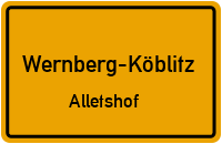 Straßenverzeichnis Wernberg-Köblitz Alletshof