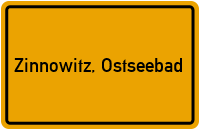 Ortsschild von Zinnowitz, Ostseebad in Mecklenburg-Vorpommern