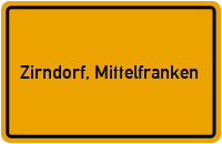 Ortsschild von Stadt Zirndorf, Mittelfranken in Bayern