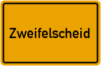 Ortsschild von Gemeinde Zweifelscheid in Rheinland-Pfalz